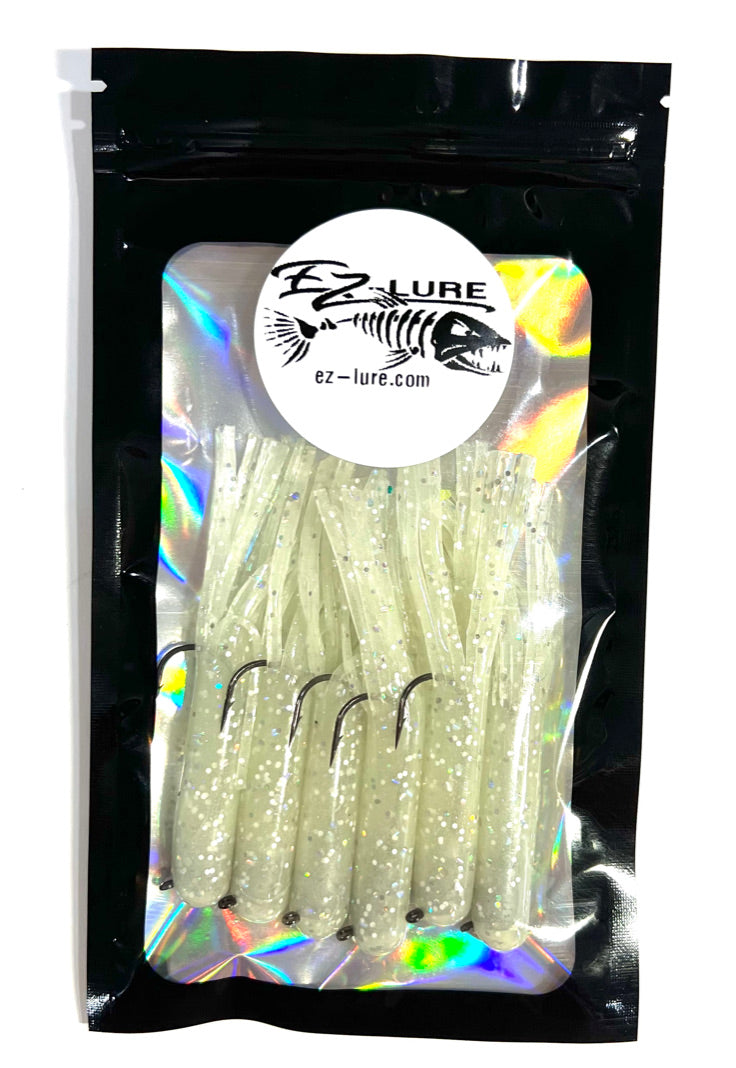 3.5" Tubes Rigged and Ready Lures- 6 Pack - Multiple Colors