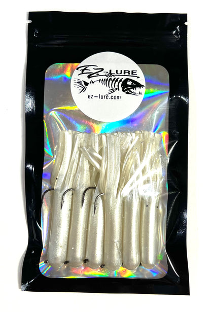 3.5" Tubes Rigged and Ready Lures- 6 Pack - Multiple Colors