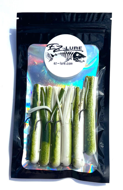3.5" Tubes Rigged and Ready Lures- 6 Pack - Multiple Colors