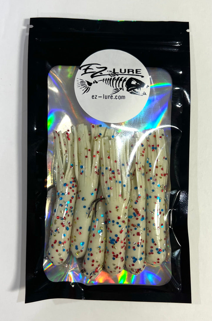 3.5" Tubes Rigged and Ready Lures- 6 Pack - Multiple Colors