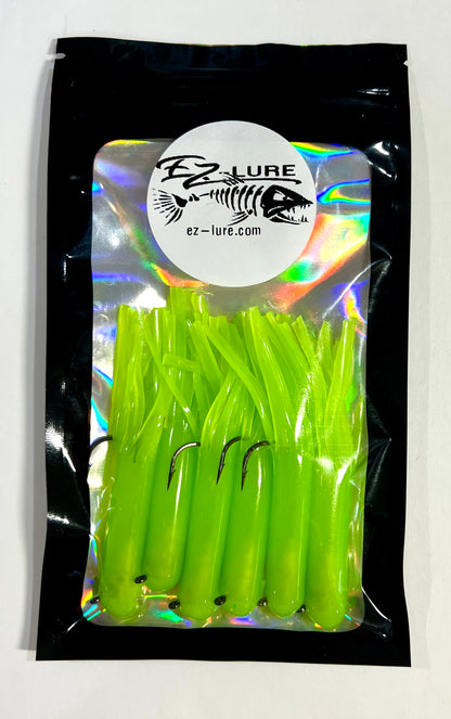 3.5" Tubes Rigged and Ready Lures- 6 Pack - Multiple Colors