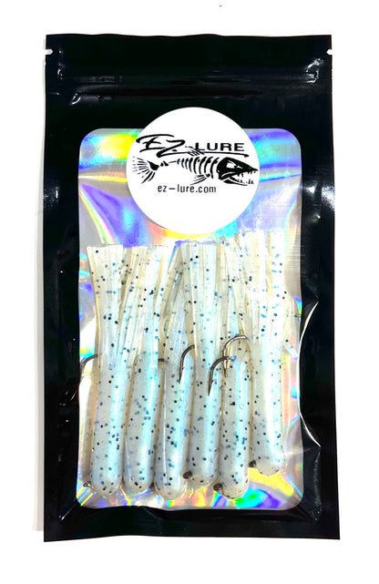 3.5" Tubes Rigged and Ready Lures- 6 Pack - Multiple Colors