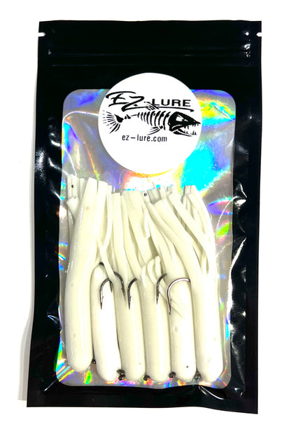 3.5" Tubes Rigged and Ready Lures- 6 Pack - Multiple Colors