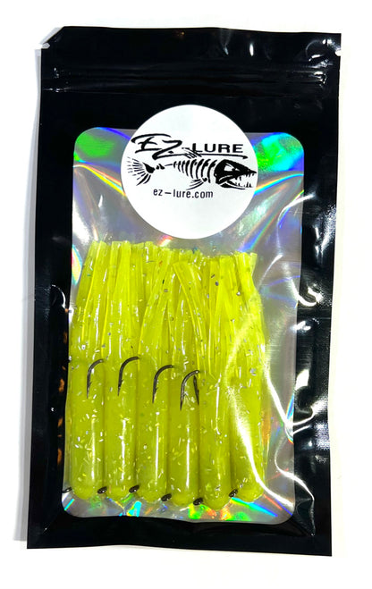 3.5" Tubes Rigged and Ready Lures- 6 Pack - Multiple Colors