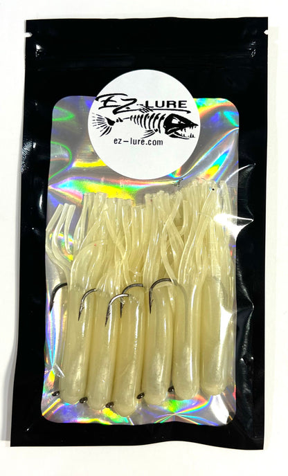3.5" Tubes Rigged and Ready Lures- 6 Pack - Multiple Colors
