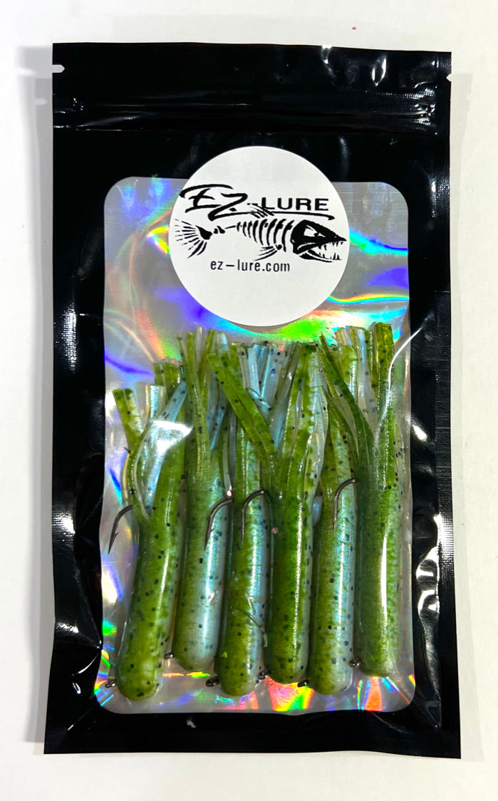 3.5" Tubes Rigged and Ready Lures- 6 Pack - Multiple Colors