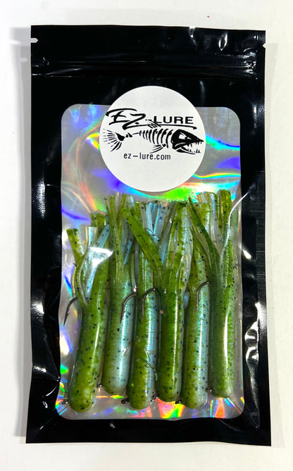 3.5" Tubes Rigged and Ready Lures- 6 Pack - Multiple Colors