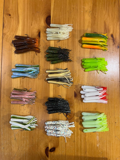 3.5" Tubes Rigged and Ready Lures- 6 Pack - Multiple Colors