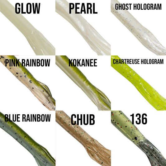 3.5" Tubes Rigged and Ready Lures- 6 Pack - Multiple Colors